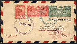 2/JA/1931 Santo Domingo - Tela (Honduras): First Flight (Müler 32), On Back Arrival Mark And Other Transit... - Repubblica Domenicana