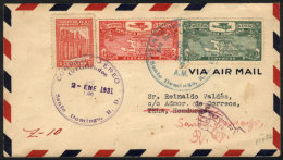 2/JA/1931 Santo Domingo - Tela (Honduras): First Flight (Müler 32), On Back Arrival Mark And Other Transit... - Dominicaanse Republiek