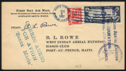 5/DE/1927 Santo Domingo - Port-Au-Prince (Haiti): First Flight (Müler 4), Signed By The Pilot B.L.Rowe, With... - Dominicaine (République)