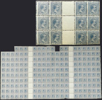 Yvert 92, 1896/7 5c. Dark Blue, Spectacular Block Of 196 Examples Containing 20 Gutter Pairs, Very Nice, Fine... - Other & Unclassified
