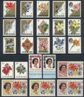 Sc.199/220, 1967/9 Flowers And Elizabeth II, Complete Set Of 23 Unmounted Values, Excellent Quality, Catalog Value... - Cook Islands