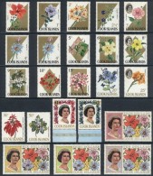 Sc.199/220, 1967/9 Flowers And Elizabeth II, Complete Set Of 23 Unmounted Values, Excellent Quality, Catalog Value... - Islas Cook