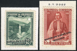 Sc.444 (1937 Tequendama Falls 12c.) + 2P. Joaquín De Cayzedo Y Cuero, SPECIMENS Of Waterlow & Sons Ltd.... - Colombia