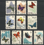 Sc.666/675, 1963 Butterflies, 10 Values Of The Set Of 20, Issued Without Gum, VF Quality, Catalog Value US$250. - Unused Stamps
