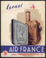 Brochure Of Air France Advertising Trips To Israel, Excellent Quality, Rare! - Chile