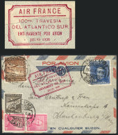 Airmail Cover Sent From Santiago To Germany On 18/JUL/1936, Special Lilac Marking: 'AIR FRANCE - 100th Crossing Of... - Chile