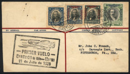 21/JUL/1929 Santiago - Miami, First Flight, With Arrival Backstamp Of Pittsburgh 2/AU, Fine Quality, Rare! - Chile
