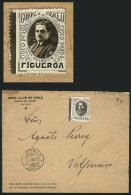 1/JA/1919 Santiago - Valparaiso, Experimental Flight Of Aviator Figueroa, Cover With Corner Card Of 'Aero Club De... - Chile