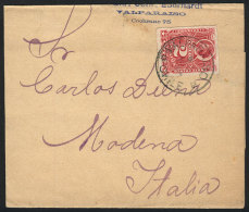 Wrapper Franked With Colombus 2c. Rouletted (Sc.26), Sent From Valparaiso To Italy (circa 1894), Excellent Quality! - Chili