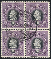 Yv.46 (Sc.55), Used Block Of 4 Of 30c., Rare, Fine Quality (the Horizontal Perforations Are Very Weak, And... - Chile