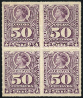 Yv.30 (Sc.35), Handsome Mint Block Of 4 (lower Stamps MNH), Very Fresh, Excellent Quality! - Cile