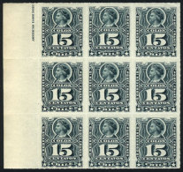 Yv.26 (Sc.30), Fantastic Marginal Block Of 9, MNH, As Fresh As The Day It Was Printed, Superb! - Cile