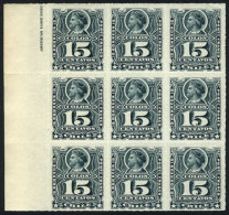 Yv.26 (Sc.30), Fantastic Marginal Block Of 9, MNH, As Fresh As The Day It Was Printed, Superb! - Chili