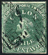 Yvert 10 (Scott 13), 1862 20c. Green, With 4 Good Margins (2 Immense), VF Quality! - Chile