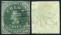 Yv.10 (Sc.13), 1861 20c. Green, Used, Very Ample Margins, With Number '20' And LETTERS Watermark, Excellent... - Cile