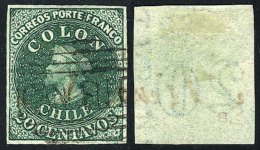 Yv.10 (Sc.13), 1861 20c. Green, Used, Very Ample Margins, With Number '20' And LETTERS Watermark, Excellent... - Chile