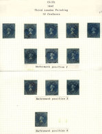 Yv.9, 9a (Sc.12, 12b), Page Of An Old Specialized Collection With 12 Used Examples, All With 4 Margins, VF General... - Chile