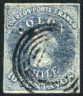 Yvert 6b, 1856/66 10c. Light Blue, 4 Complete Margins, VF Quality - Chili