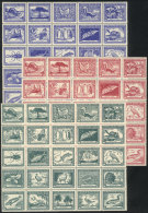 Sc.254/5 + C124, 1948 Fauna And Flora, Complete Set Of 75 Values In 3 Sheets, Unmounted, VF Quality, Catalog Value... - Cile