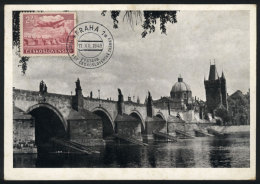 PRAGUE: Charles Bridge, Maximum Card Of DE/1948, With Light Stain Spots - Other & Unclassified