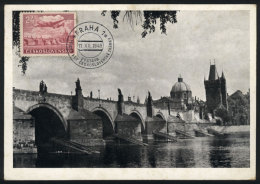 PRAGUE: Charles Bridge, Maximum Card Of DE/1948, With Light Stain Spots - Andere & Zonder Classificatie