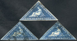 Sc.13 + 13b + 13c, 1863/4 4p., 3 Examples Of VF Quality In Different Shades Of Blue, Catalog Value US$490. - Cape Of Good Hope (1853-1904)