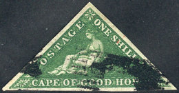 Sc.6a, 1855/8 1Sh. Dark Green, "anchor" Cancel, Very Fine Quality, Catalog Value US$600. - Cape Of Good Hope (1853-1904)