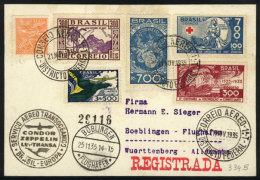 Card Flown By ZEPPELIN, Sent From Rio De Janeiro To Germany On 21/NO/1935, Very Nice Postage, VF Quality! - Briefe U. Dokumente