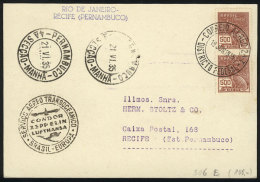 Card Flown By ZEPPELIN Between Rio De Janeiro And Recife On 19/JUN/1935, VF Quality! - Briefe U. Dokumente