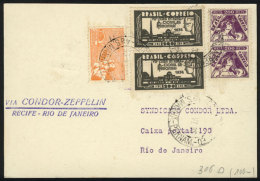 Card Flown By ZEPPELIN Between Recife And Rio De Janeiro On 17/JUN/1935, VF Quality! - Briefe U. Dokumente