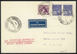 Card Flown By ZEPPELIN Between Recife And Rio De Janeiro On 21/MAY/1935, VF Quality! - Covers & Documents