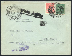 Airmail Cover Sent Via CONDOR From Grau To Porto Alegre On 28/JUL/1930, With Transit Mark Of Florianopolis For... - Briefe U. Dokumente