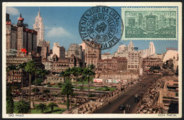 SAO PAULO: Partial View, Maximum Card Of 25/JA/1954, With Special Pmk '4th Centenary Of Sao Paulo', VF - Cartoline Maximum