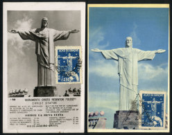 RIO DE JANEIRO: Christ The Redeemer Monument, 2 Old Maximum Cards, One With Minor Defects - Maximumkarten