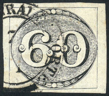 Sc.2, 1843 60r. Black, Wide Margins, Very Fresh, Excellent Quality! - Nuovi