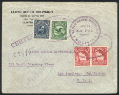 Airmail Cover Carried By LAB From La Paz To Los Angeles (USA) In SE/1930 Franked With 45c., Dispatched From LAB... - Bolivia