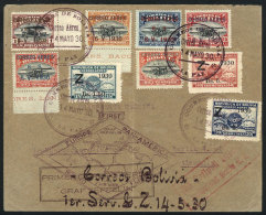 Cover Sent By Zeppelin From La Paz To Berlin (Germany) On 14/MAY/1930, Franked With Both Zeppelin Sets Of 1930,... - Bolivia
