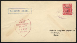 24/MAR/1928 Doolittle First Experimental Flight La Paz - Santiago, Arrival Backstamp, The Postage Stamp Is Damaged,... - Bolivie