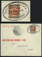 14/AU/1925 Cochabamba - La Paz First Airmail (Muller 7), Franked With 50c. Stamp With Special Red Overprint Of The... - Bolivien