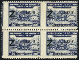 Sc.C25, Block Of 4 With Variety: Shifted Perforation (it Looks As If It Were Imperforate Vertically In The Center),... - Bolivien