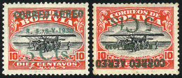 Sc.C19 + C19a, 1930 Zeppelin 5c., Normal And Inverted Overprint In METAL INK, The First One Superb, The Latter With... - Bolivie