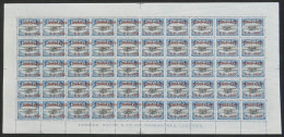 Sc.C15, 1930 Zeppelin 25c., Complete Sheet Of 50 Stamps, The 25 On The Left With Shifted Overprint (to The Right),... - Bolivien