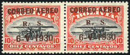 Sc.C13, 1930 Zeppelin, Pair Of 10c. With BROWN Overprint Instead Of Blue, Mint Very Lightly Hinged, With A Tiny... - Bolivia