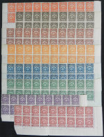 Sc.128/137, 1923/7 Coats Of Arms Printed By Perkins Baco & Co., Cmpl. Set Of 8 Values In Strips Of 18 Or 20... - Bolivie