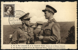 King Leopold III With General Denis, Maximum Card Of OC/1954, VF Quality - 1951-1960