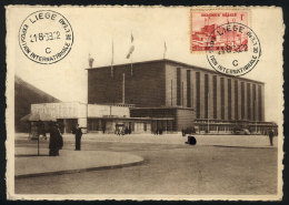 Intl. Exhibition Of 1939, Pavilion Of LIEGE, Architecture, Maximum Card Of 21/AU/1939, With Special Pmk Of The... - 1934-1951