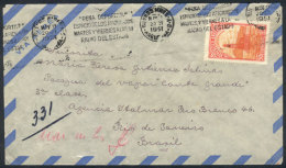 Airmail Cover Franked With 50c. Petroleum, Sent On 11/MAY/1951 TO REACH A PASSANGER ONBOARD STEAMSHIP CONTE GRANDE... - Other & Unclassified
