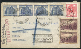 Registered Airmail Cover Sent From TRAIL (Santa Fe) To England On 4/MAY/1948, Nice Postage, Rare Cancels! - Other & Unclassified