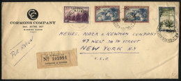 Registered Airmail Cover Sent From Buenos Aires To USA In SE/1945 Franked With 9.40P., VF Quality! - Other & Unclassified
