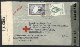 Airmail Cover Sent By The Red Cross In Buenos Aires To Washington On 11/OC/1943, Franked With 1P. Map CHALKY PAPER... - Other & Unclassified